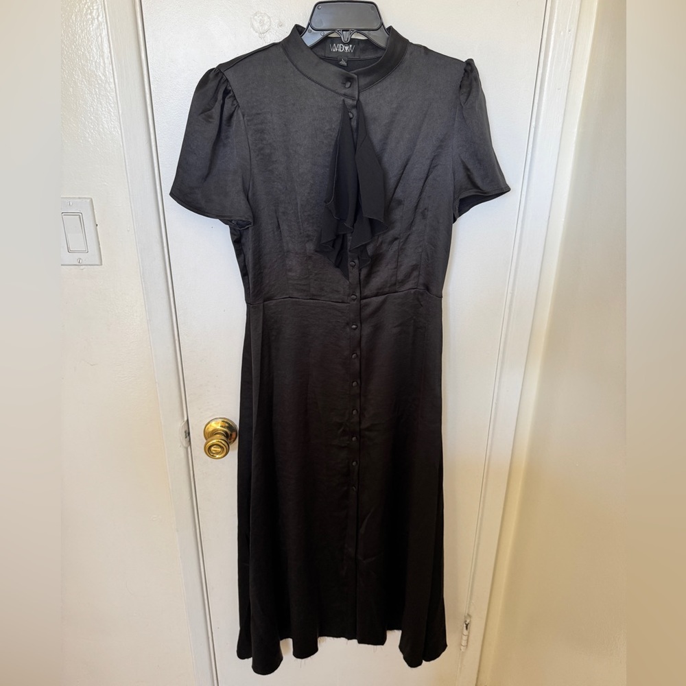 Black Puff Sleeve Sheath Maxi Dress
